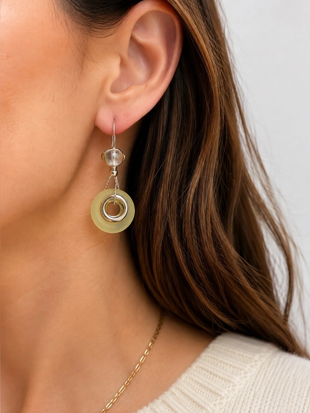 925 Sterling Silver Sculptural Drop Earrings Modern Artisan 1.5” Mixed Media